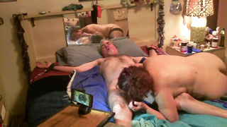 Sub has screaming orgasm riding tied down master