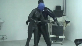 Heavy Rubber Latex Lesbian Inflateable Suit Breath Play Control Mask