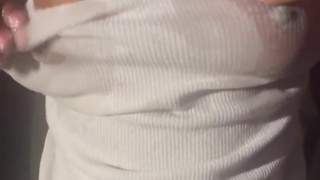 ebony teen takes off of work to make boobs oily through shirt ????????