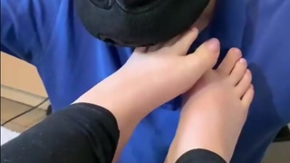 Hannah dominates me with her size 4 soft feet