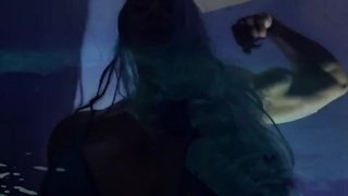 muscle nymph with blue hairy pussy