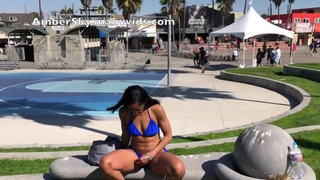 AMBERS SKY FOLLOW MY BOOTY TO MUSCLE BEACH THEN RIDE XOCO ON SIDE BB COURT