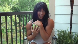 Muscle Goddess Latia Del Riviero Crushes Melon @ clips4sale/studio/42900