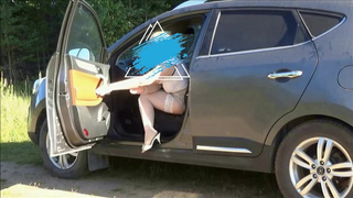 Strict business lady educates the driver for the mess in the car