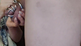 The wife whipped her husband, then ruined the orgasm and gave him sperm