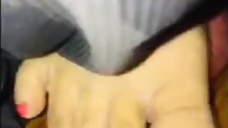 Asian milf crushing bf balls flat