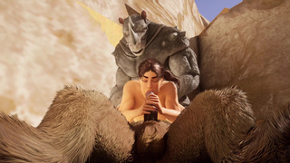 Two big boys have fuck with a beauty Furry Wild life