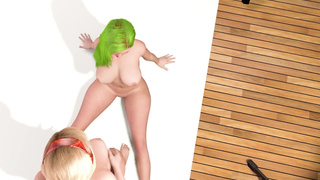 Green Hair Model Grows Huge Boobs and her Cute friend Grows Envious - Breast Expansion