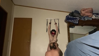 Teasing a princess while tied to a wall