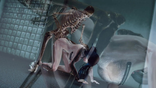 skyrim skeleton man fuck latex Transparent zipper catsuit girl