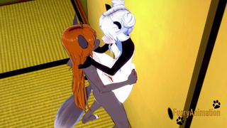 Furry Hentai 3D Yiff - Grey Fox & Panda Bear First Time Sex