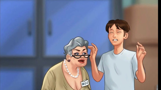 Summertime Saga - Old Woman sucked college senior's Dick and swallowed his cum