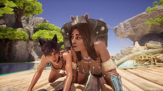 WildLife - Jadeen and Maya fucking with a Rhino - Furry Hentai