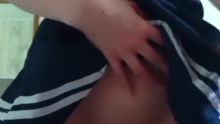 schoolgirl in cute sailor suit teases her ass and craves big cock inside her