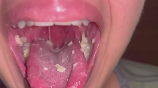 Giantess Goddess Pierina eats pasta and drinks soda with burps. ASMR and mouth fetish