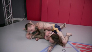 Brunette giantess Rocky Emerson tries to dominate Ruckus