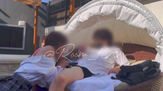 Japanese female students are estrus outside! She begged for a creampie.