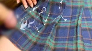 handjob cum on plaid skirt