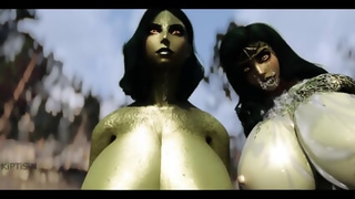 Two Curvy Half-Argonian Sluts And A Dragonborn