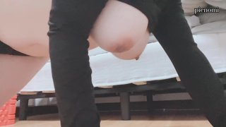 【個人撮影】生理中のムレムレおマンコに無理やり後ろから巨根挿入されアヘりだす淫乱OL娘（妄想）