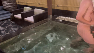 [NTR] in a private open bath. a Japanese cute girl with a boyfriend in. 1-1