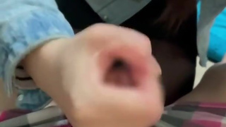 Ejaculation with plenty of saliva of amateur office ladies