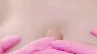 ディルドでヌルヌル ゴム手でパイずり おちんちんが欲しくてたまらない美巨乳変態お