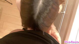 【boyfriend's angle】My horny girlfriend come and do blowjob when I'm cooking at kitchen