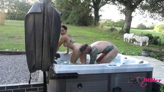 passionate outdoor sex in hot tub on naughty weekend away