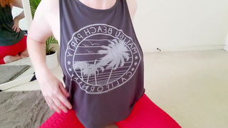 JOI From Personal Trainer With Puffy Pussy Lips Goes Into A Hot Downward Doggy Pose!