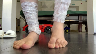 legs and feet close-up. foot fetish! ballerina warm up