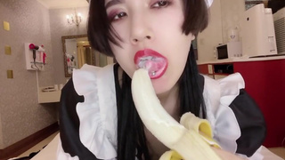 Sexy licks of banana and whipped cream