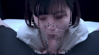 A college girl in glasses gets excited and swallows a lot of sperm!