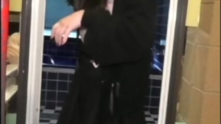 During flirtatious sex with her boyfriend's friend, she stifles a gasp when her boyfriend calls her.