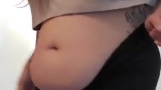 BBW Gets Unexpected Surprise When She Gets Caught Twerking And Playing With Her Belly