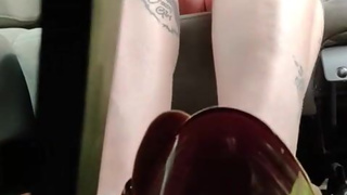 Pedal pumping hard and fast in my platform stripper heels front and back pov