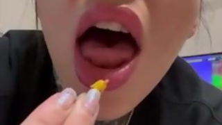 Giantess gamer Ashley has fun with a tiny guy who annoys her. VORE