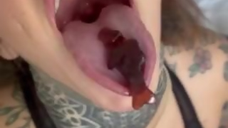 Your giantess Ashley vore and saliva with shark gummies