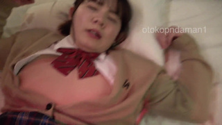 続お泊まりで朝から生ハメ中出し⑥本番 Gカップ 素人巨乳JD コス 日本人