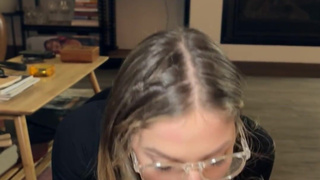 Slutty blonde sucks my cock before the party