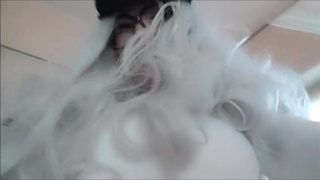 the giantess has huge feet but also boobs and ...