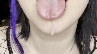 Goth Split Tongue, spit and mouth fetish