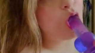 Sexy girl gives blow job to small cock