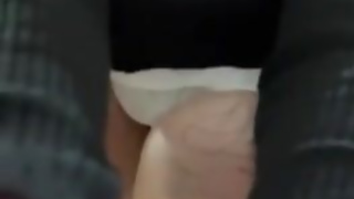 Unaware giantess Ashley in sexy skirt