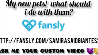 The giantess Samira and her slave crickets ! (bugs)