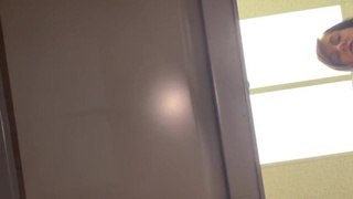 Giantess stomping on tiny man at work