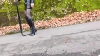 crossdresser Leather fetish Long boots Stomping Crush fetish Huge girl asian giantess