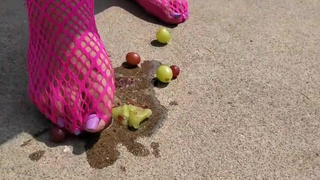 Crushing Grapes Was So Fun Barefoot, I Had To Try It In My Favorite Fishnets