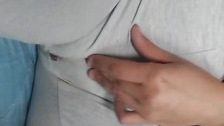 Horny babe squirt in her grey yoga pants another time broken