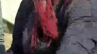 Blowjob , suck tits and footjob in public avenue of colombian park